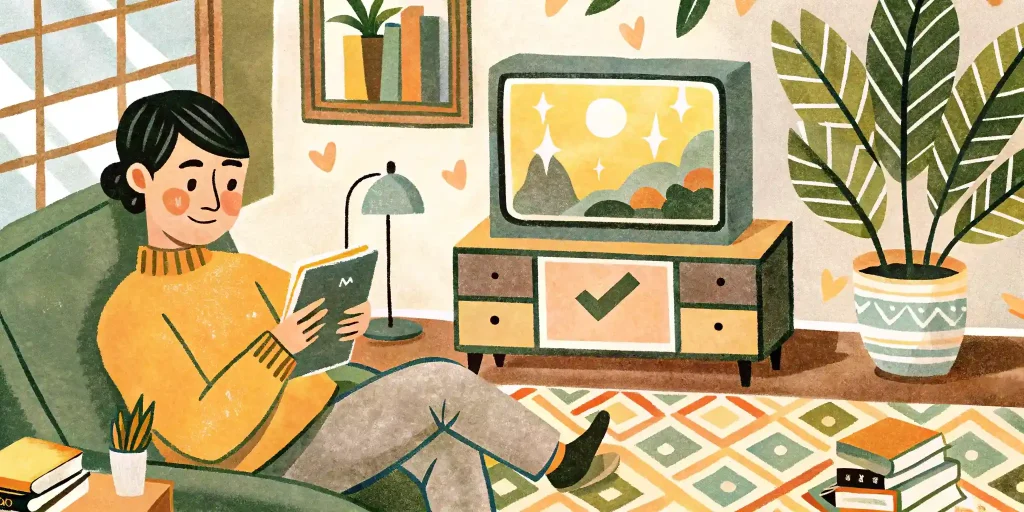 A person simultaneously watches TV and reads a book