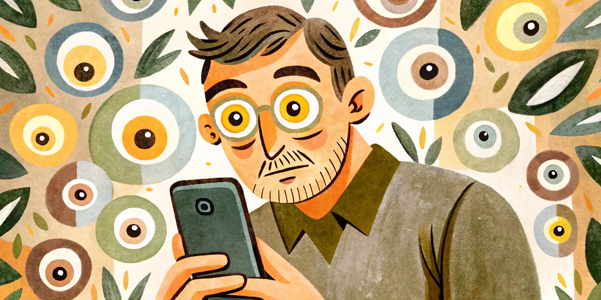 a man is looking at his phone, he is addicted to gadgets