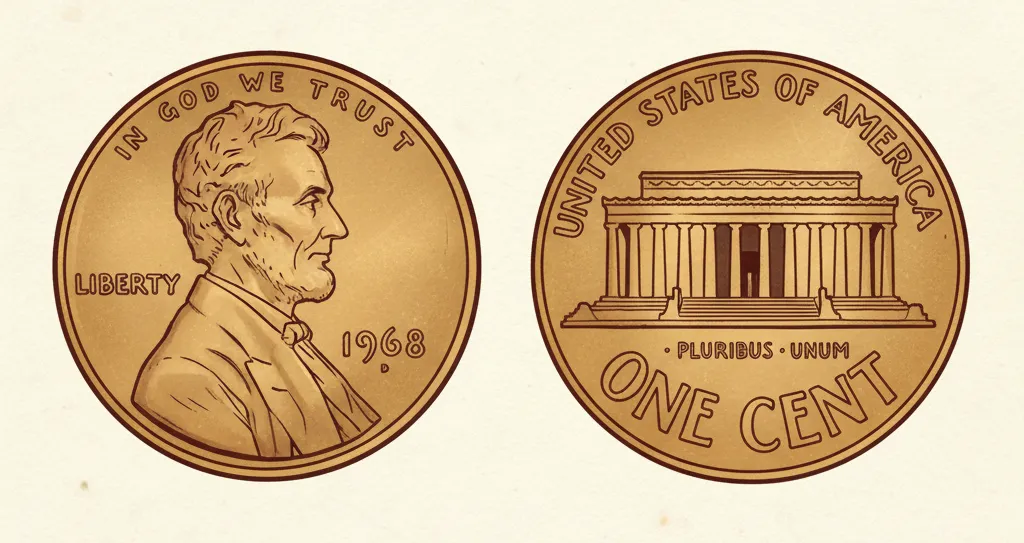 obverse and reverse 1968 Lincoln Cent